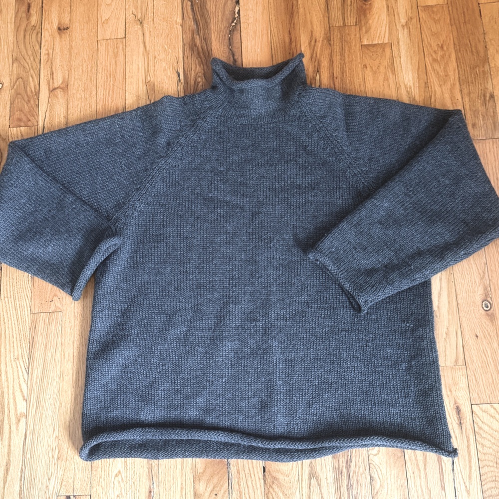 J Crew j.crew Vintage Roll Neck Rollneck Knit Wool Gray Sweater L large